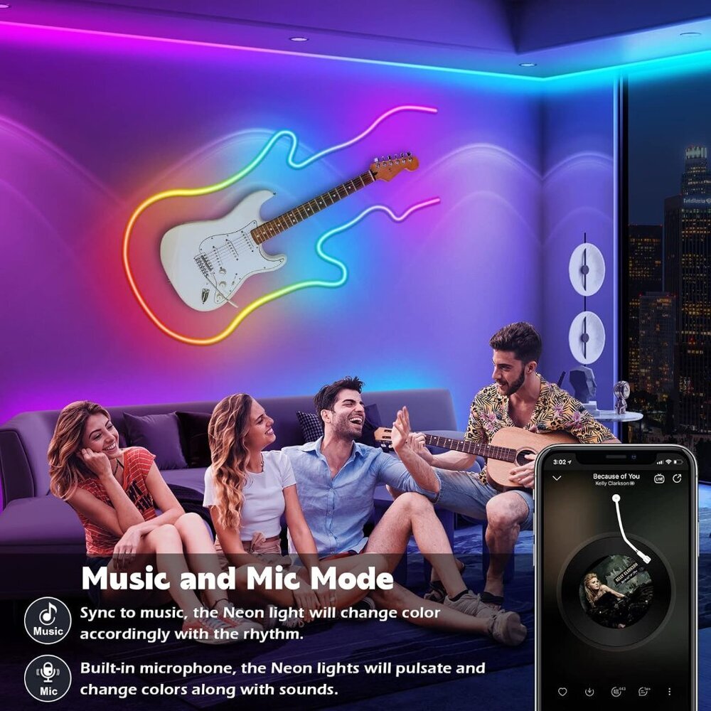20Ft Neon Rope Lights,Flexible Led Rope Lights Control with App/Remote,Multiple - Picture 5 of 7